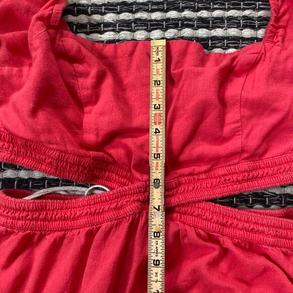 🌿Free People Womens Cross Of Sunlight Open Waist Red Mini Dress L - Picture 7 of 11